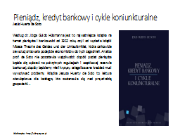 Pieniądz, kredyt bankowy i cykle koniunkturalne