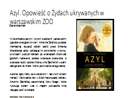 Azyl. Opowieść o Żydach ukrywanych w warszawskim ZOO