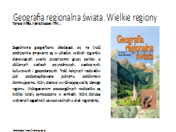 Geografia regionalna świata. Wielkie regiony